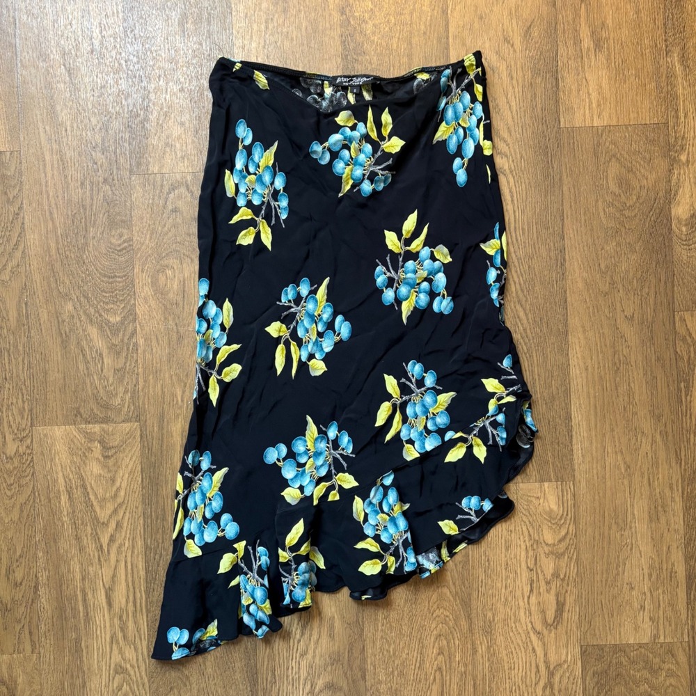Vintage 1990's Betsey Johnson New York Women's Blue Berries Slip On Skirt